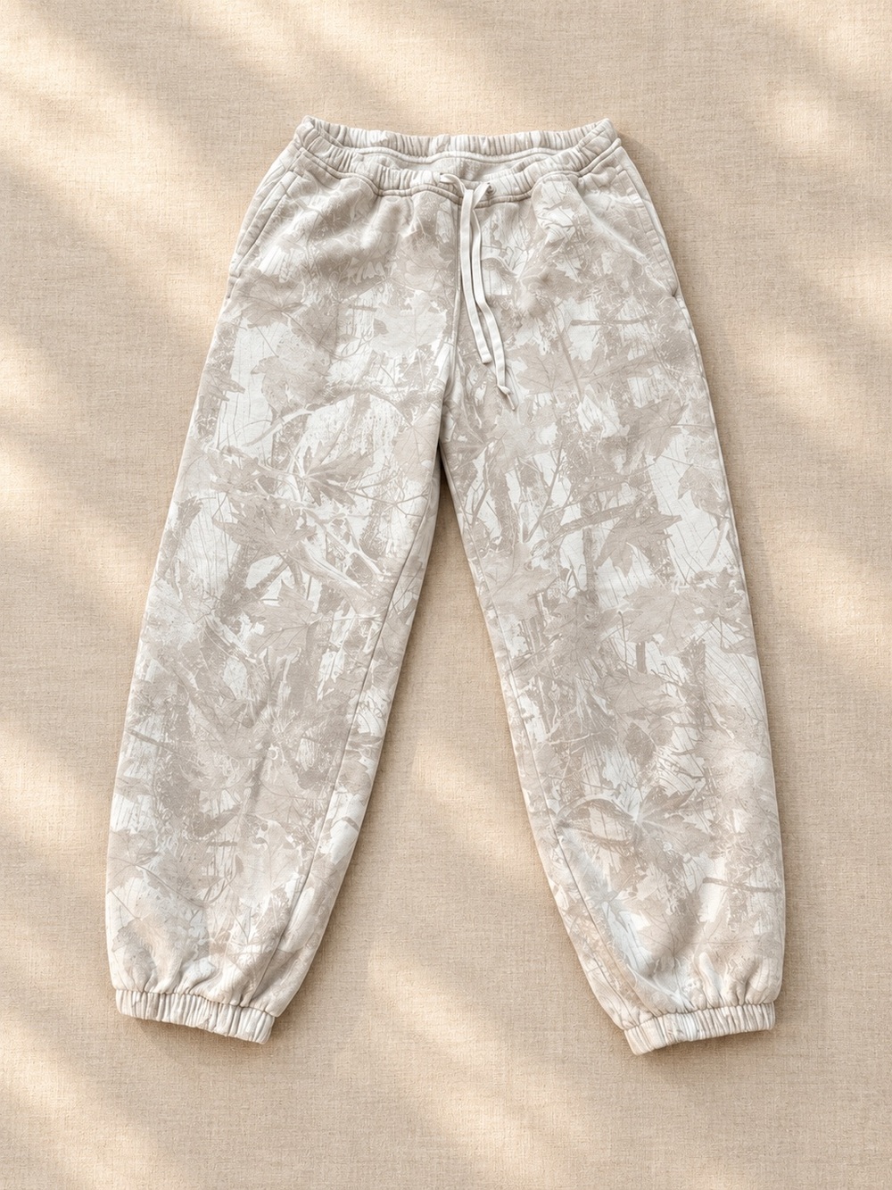 Hollister Camo Jogger Sweatpants Small Gray Beige Drawstring